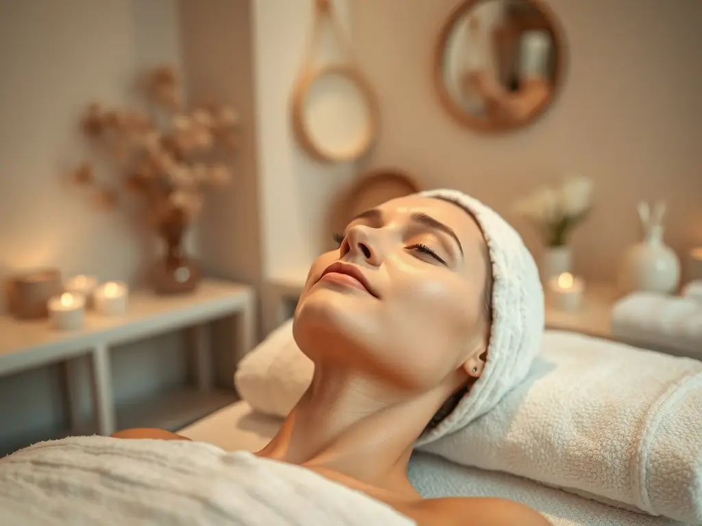 A serene image of a client receiving a facial treatment at Martine Barkum Cosmetic Clinic, showcasing the relaxing atmosphere and professional care provided.
