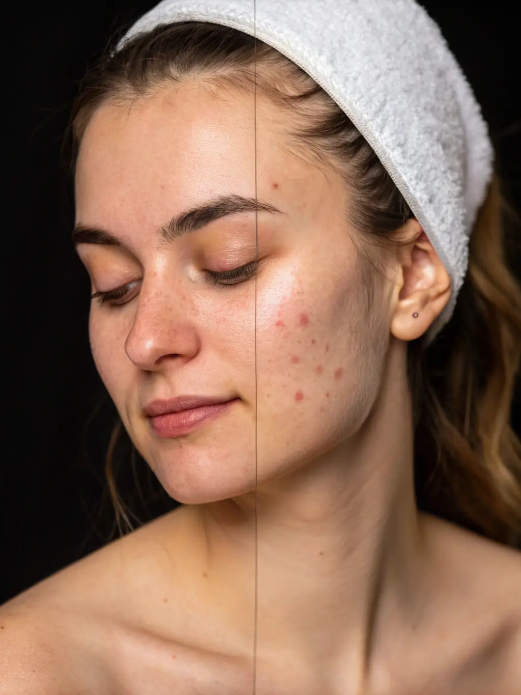 A before-and-after photo demonstrating the results of a chemical peel, showing improved skin texture and reduced blemishes. The lighting should be consistent in both photos.